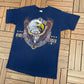 Native & Bald Eagle Graphic Tee | Size Large | Vintage 1990s Scenic Blue T-Shirt |