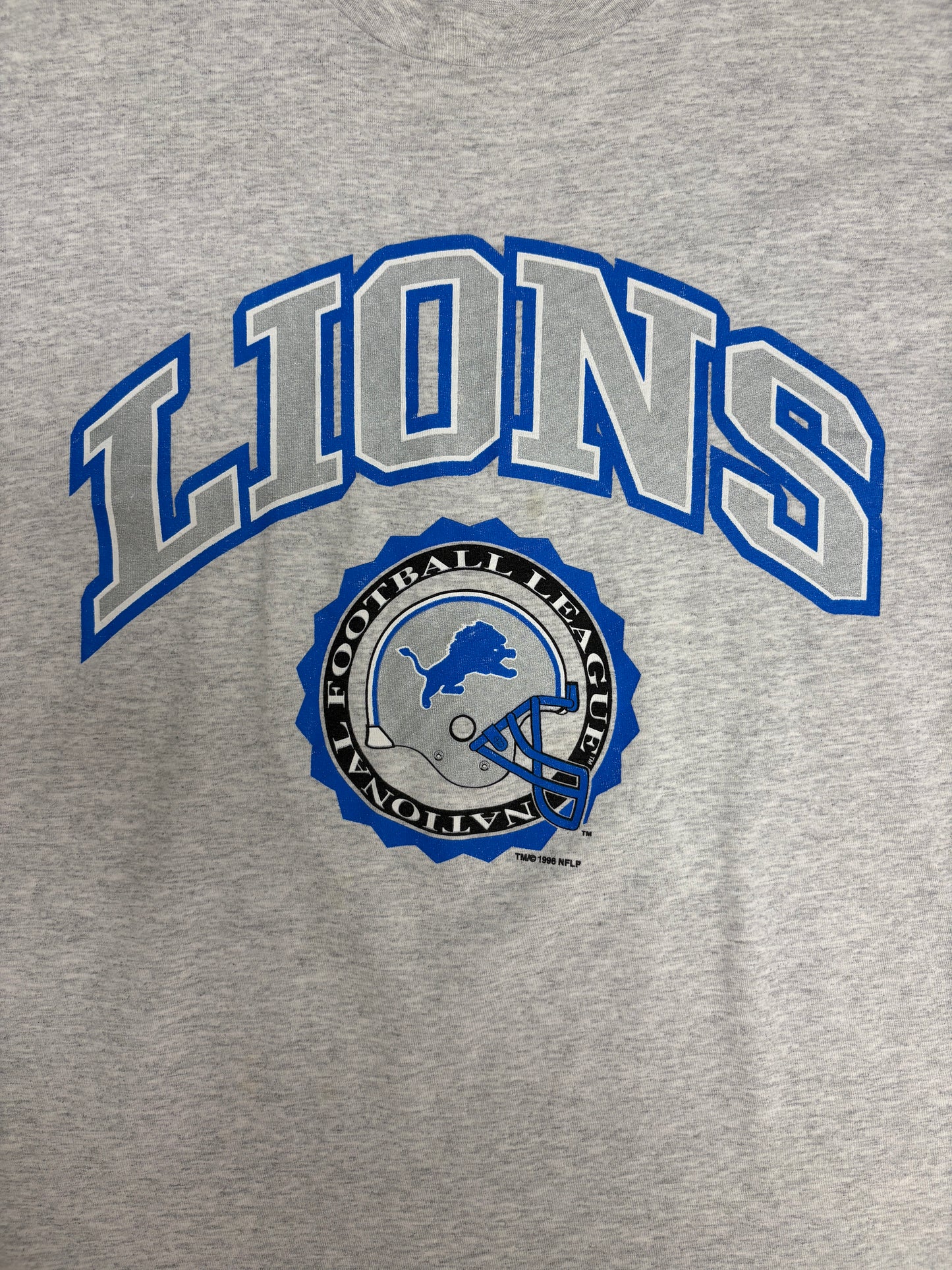 Detroit Lions Graphic Tee | Size Large | Vintage 1990s NFL Football Grey T-Shirt |