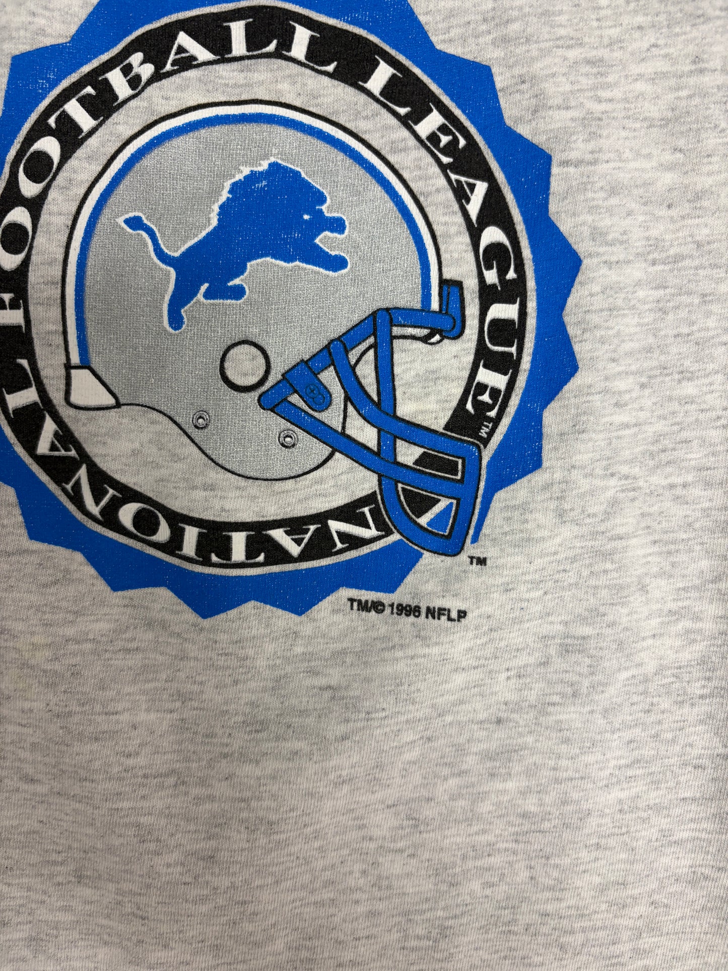 Detroit Lions Graphic Tee | Size Large | Vintage 1990s NFL Football Grey T-Shirt |