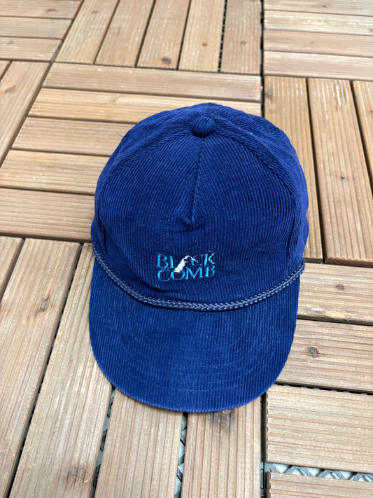 Whistler Blackcomb Corduroy Hat | Snap Back | Vintage 1990s Promotional Cord Blue Cap |