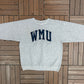 Western Michigan University Broncos Stitched Graphic Crewneck | Size Medium | Vintage 2000s College Grey Sweater |