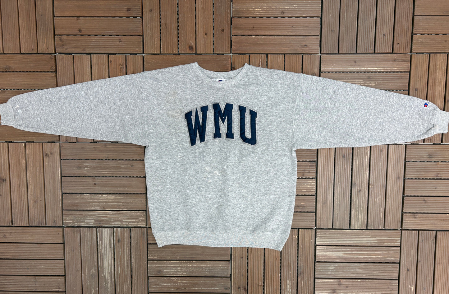 Western Michigan University Broncos Stitched Graphic Crewneck | Size Medium | Vintage 2000s College Grey Sweater |