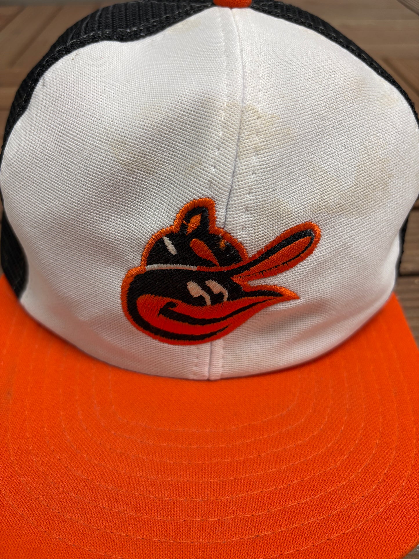 Baltimore Orioles Embroidered Hat | Snap Back | Vintage 1980s MLB Baseball White Cap |
