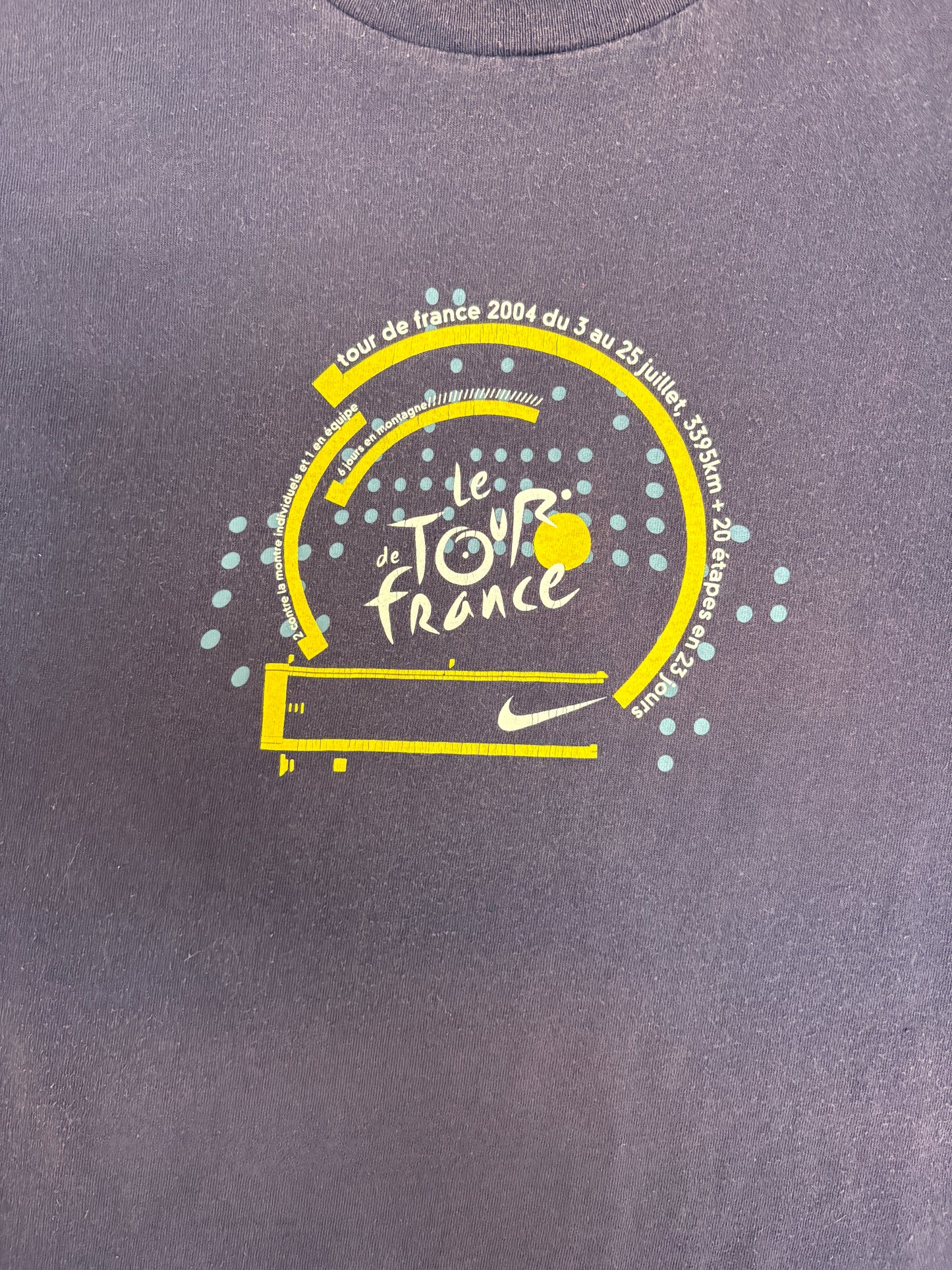 Le Tour de France 2004 Nike Graphic Tee | Size Medium | Vintage 2000s Promotional Blue T-Shirt |