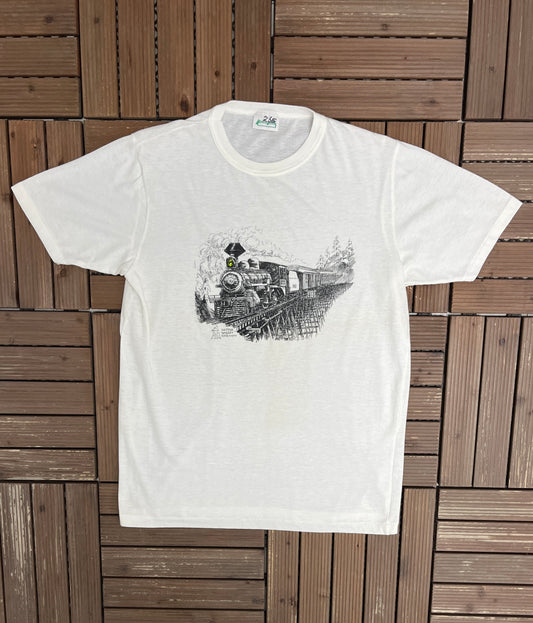 Kettle Valley Railway Graphic Tee | Size Large | Vintage 1980s Single Stitch White T-Shirt |