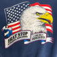 Brat Stop Kenosha, Wisconsin Bald Eagle Graphic Crewneck | Size Medium | Vintage 1990s Promotional Blue Sweater |