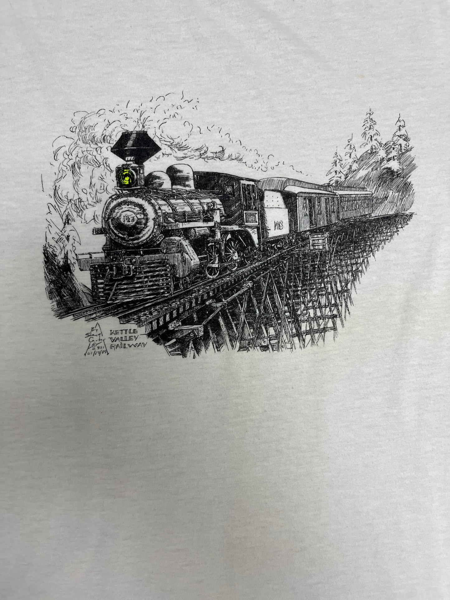 Kettle Valley Railway Graphic Tee | Size Large | Vintage 1980s Single Stitch White T-Shirt |