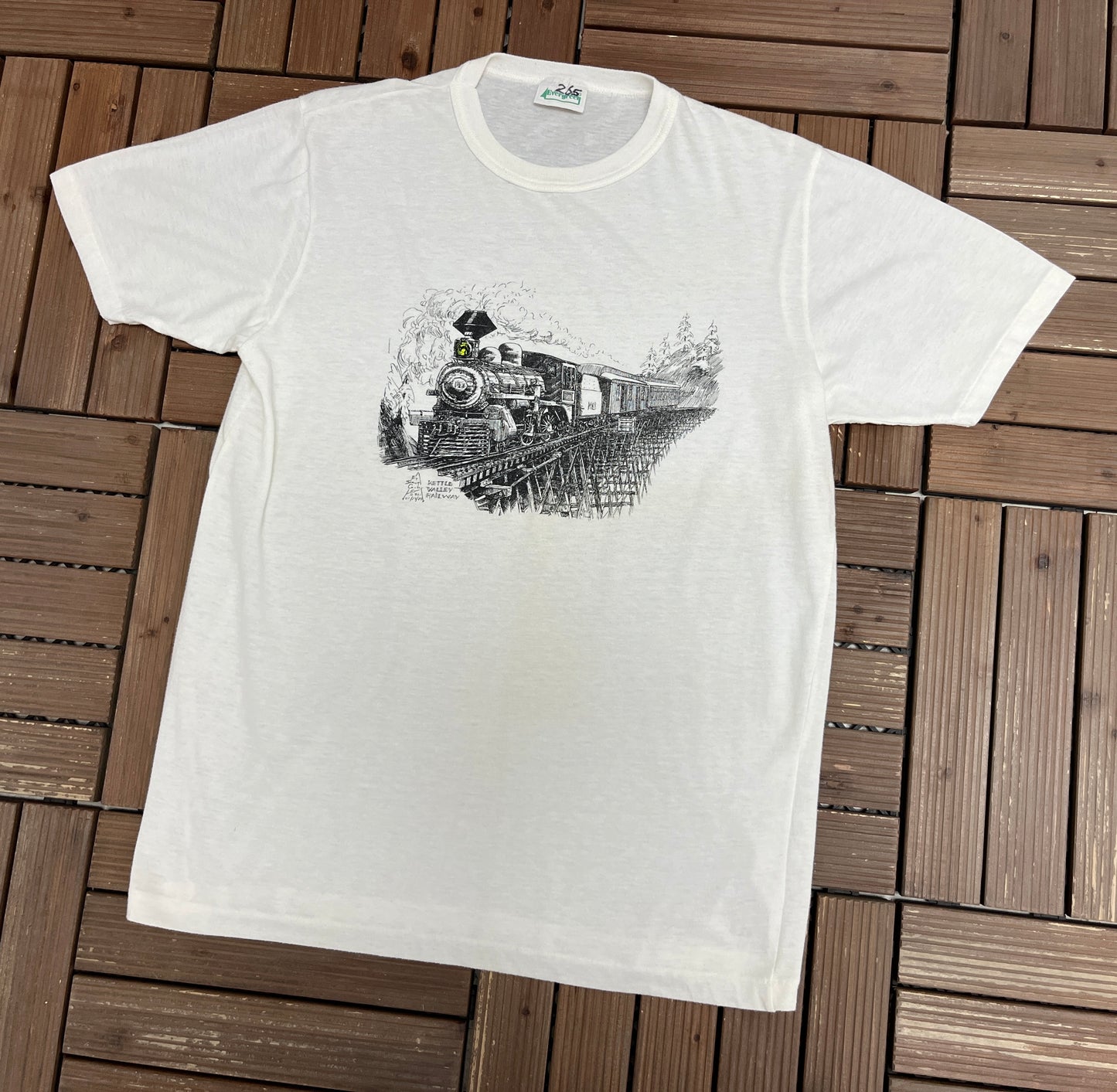 Kettle Valley Railway Graphic Tee | Size Large | Vintage 1980s Single Stitch White T-Shirt |