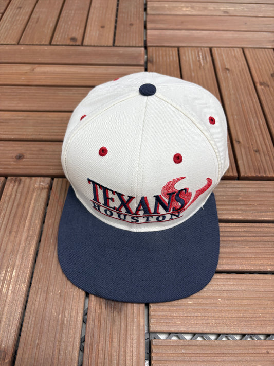 Houston Texans Shadow Graphic Hat | Snap Back | Vintage 2000s NFL Football White Cap |