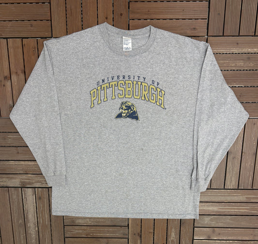 University of Pittsburgh Panthers Graphic Tee | Size XX-Large | Vintage 2000s College Sports Grey T-Shirt |