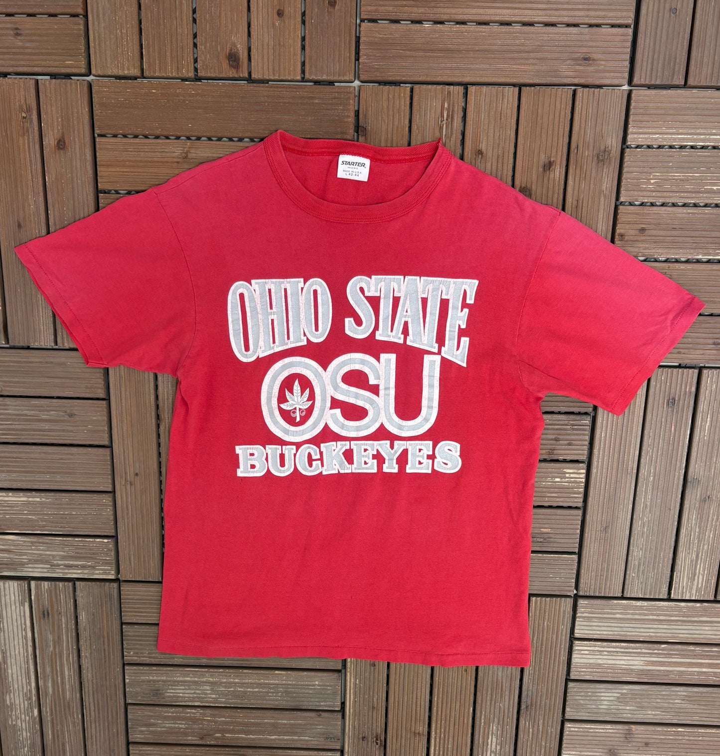 Ohio State Buckeyes Graphic Tee | Size Large | Vintage 1990s Starter College Red T-Shirt |