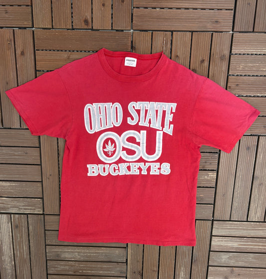 Ohio State Buckeyes Graphic Tee | Size Large | Vintage 1990s Starter College Red T-Shirt |