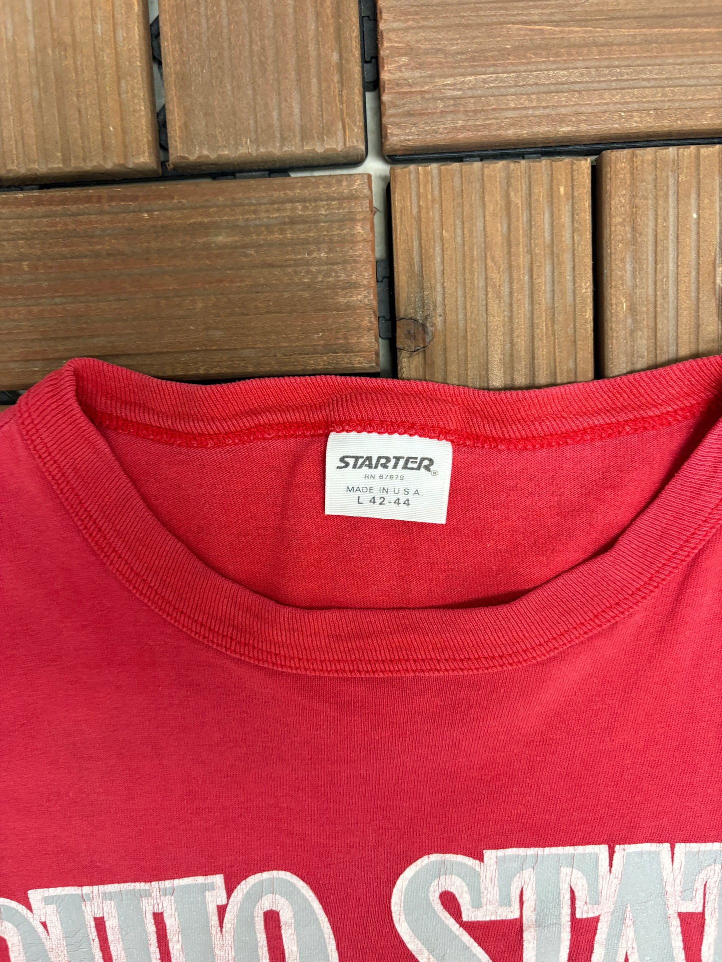 Ohio State Buckeyes Graphic Tee | Size Large | Vintage 1990s Starter College Red T-Shirt |