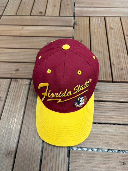 Florida State Seminoles Embroidered Graphic Hat | Snap Back | Vintage 1990s College Red Cap |