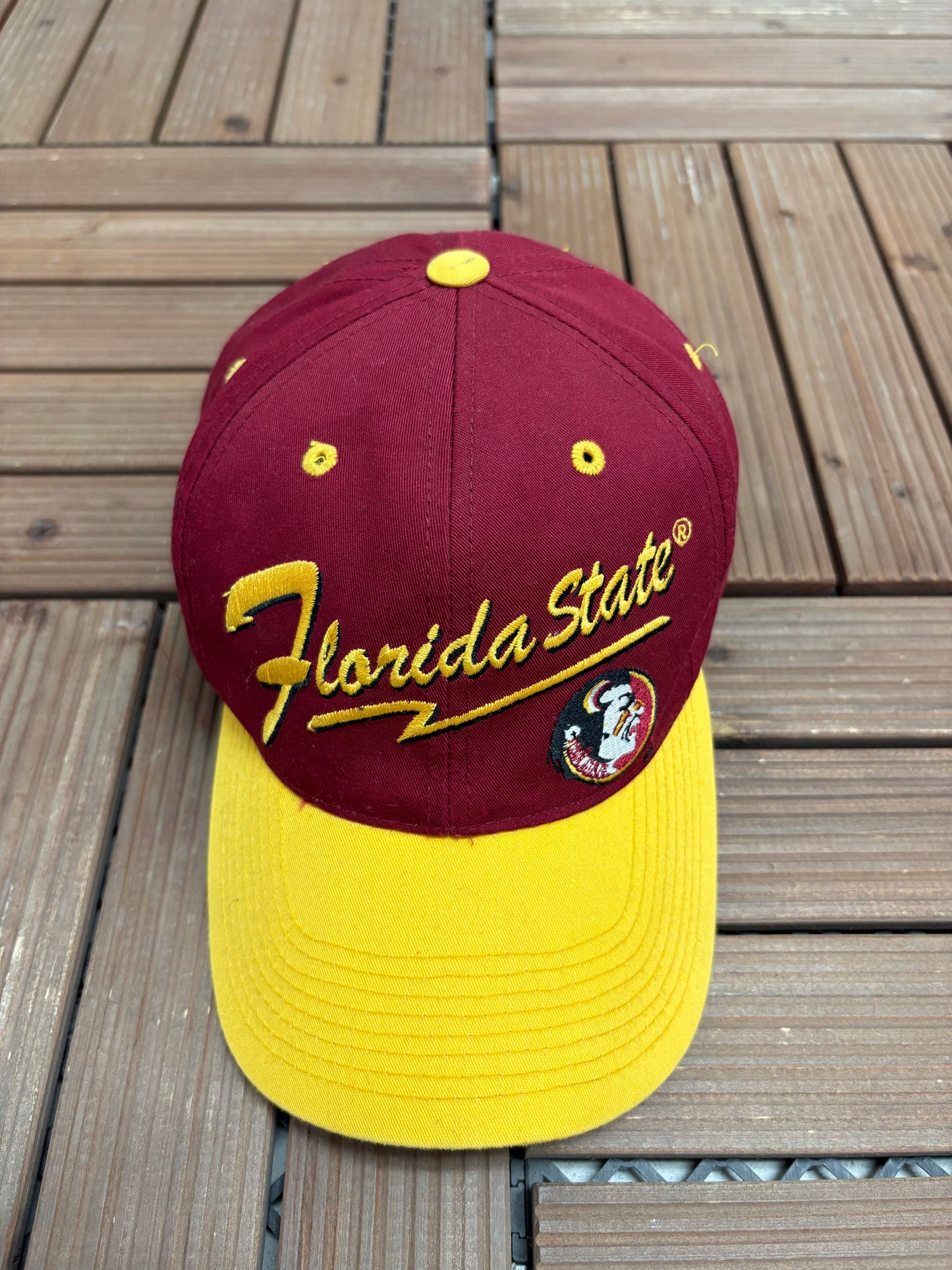 Florida State Seminoles Embroidered Graphic Hat | Snap Back | Vintage 1990s College Red Cap |