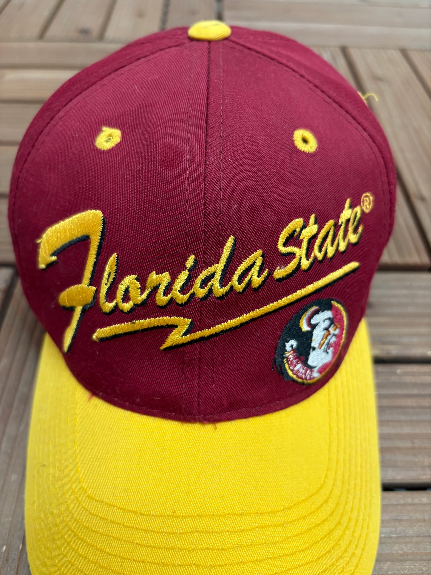 Florida State Seminoles Embroidered Graphic Hat | Snap Back | Vintage 1990s College Red Cap |