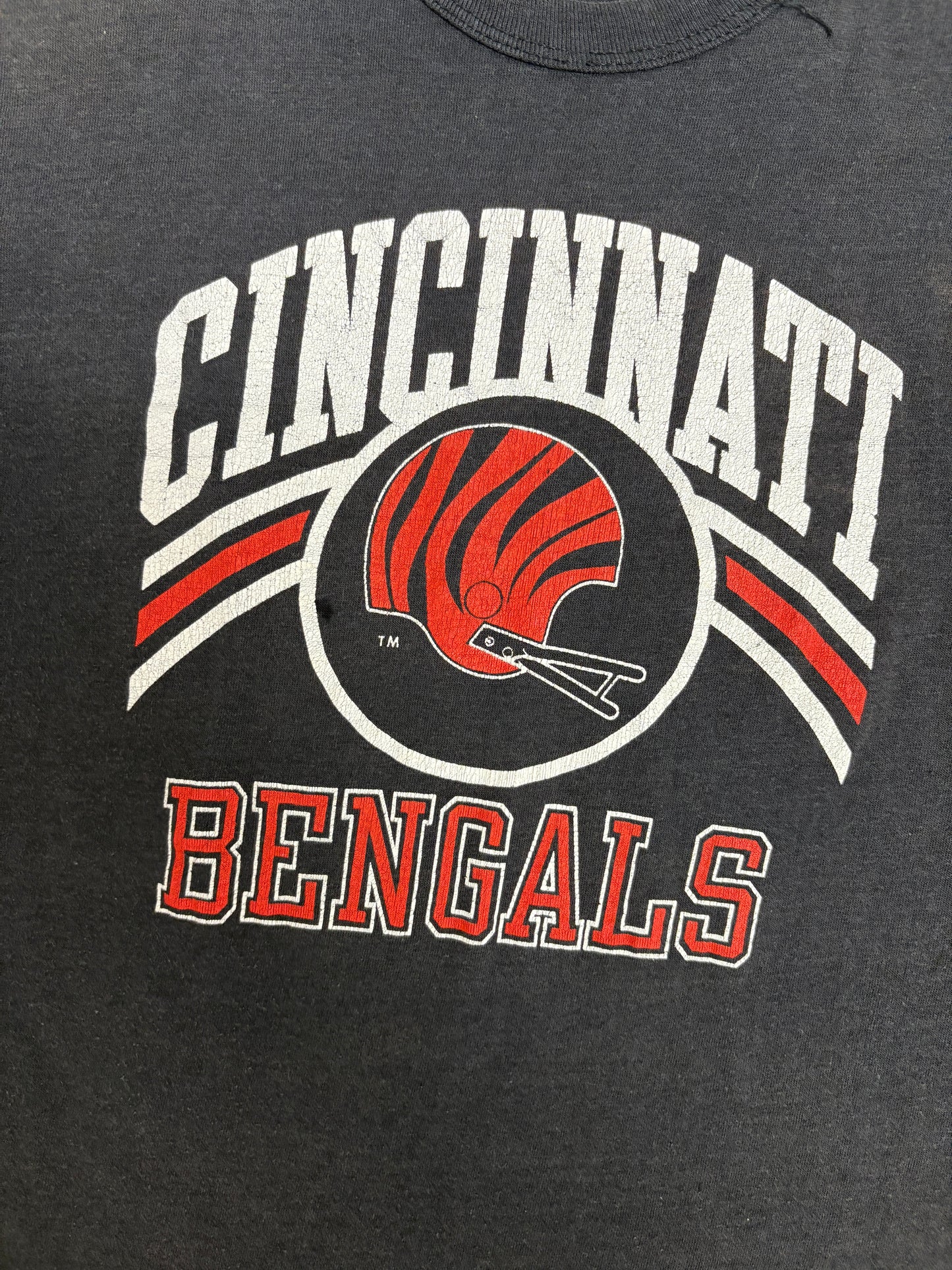 Cincinnati Bengals Graphic Tee | Size Large | Vintage 1990s NFL Football Black T-Shirt |