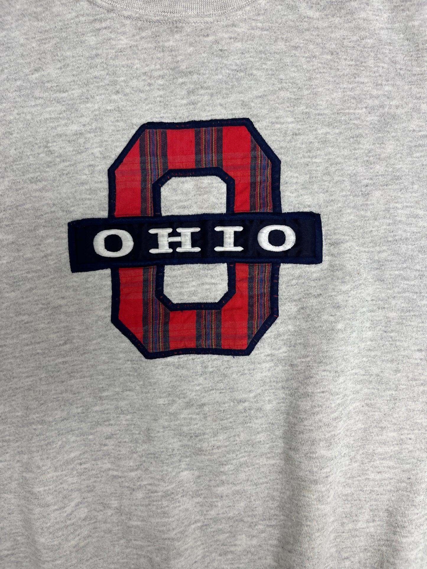 Ohio Embroidered Graphic Crewneck | Size Medium | Vintage 1990s College Grey Sweater |