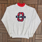 Ohio Embroidered Graphic Crewneck | Size Medium | Vintage 1990s College Grey Sweater |