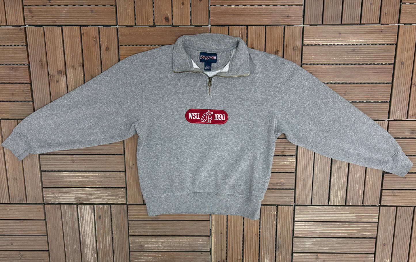 Washington State Cougars Graphic Quarter Zip | Size Small | Vintage 2000s College Grey Sweater |