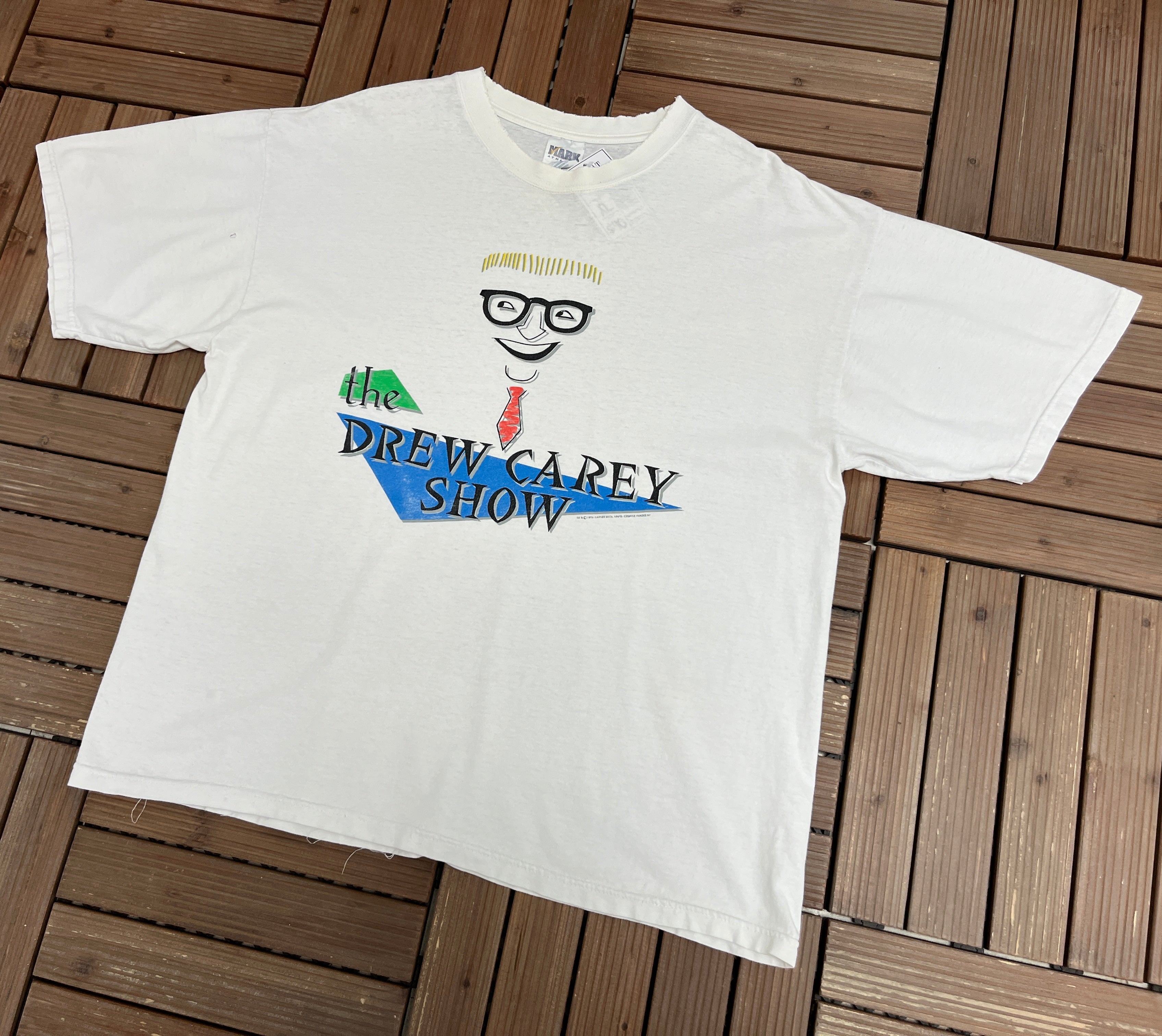 The Drew Carey Show Graphic Tee | Size X-Large | Vintage 1990s Promotional  White T-Shirt |