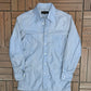 Yves Saint Laurent Button Down Shirt | Size Medium | Vintage 1990s Blue Button Down Collared Shirt |