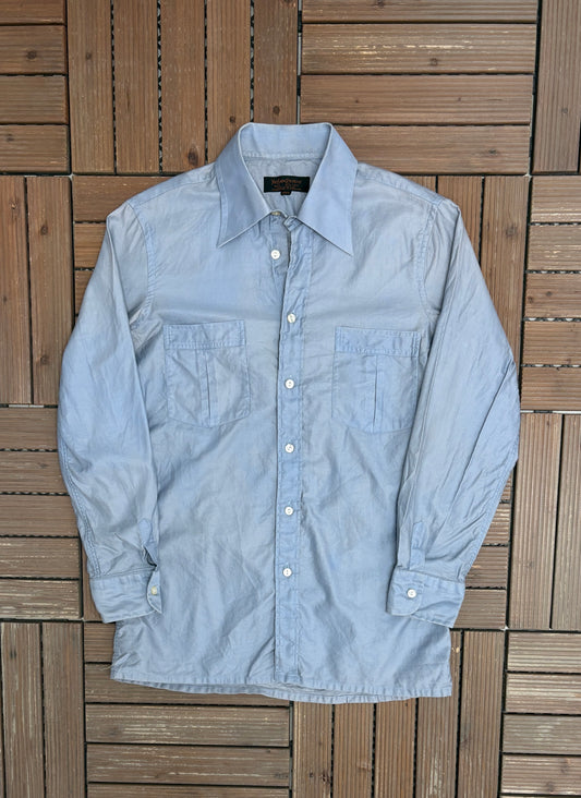 Yves Saint Laurent Button Down Shirt | Size Medium | Vintage 1990s Blue Button Down Collared Shirt |