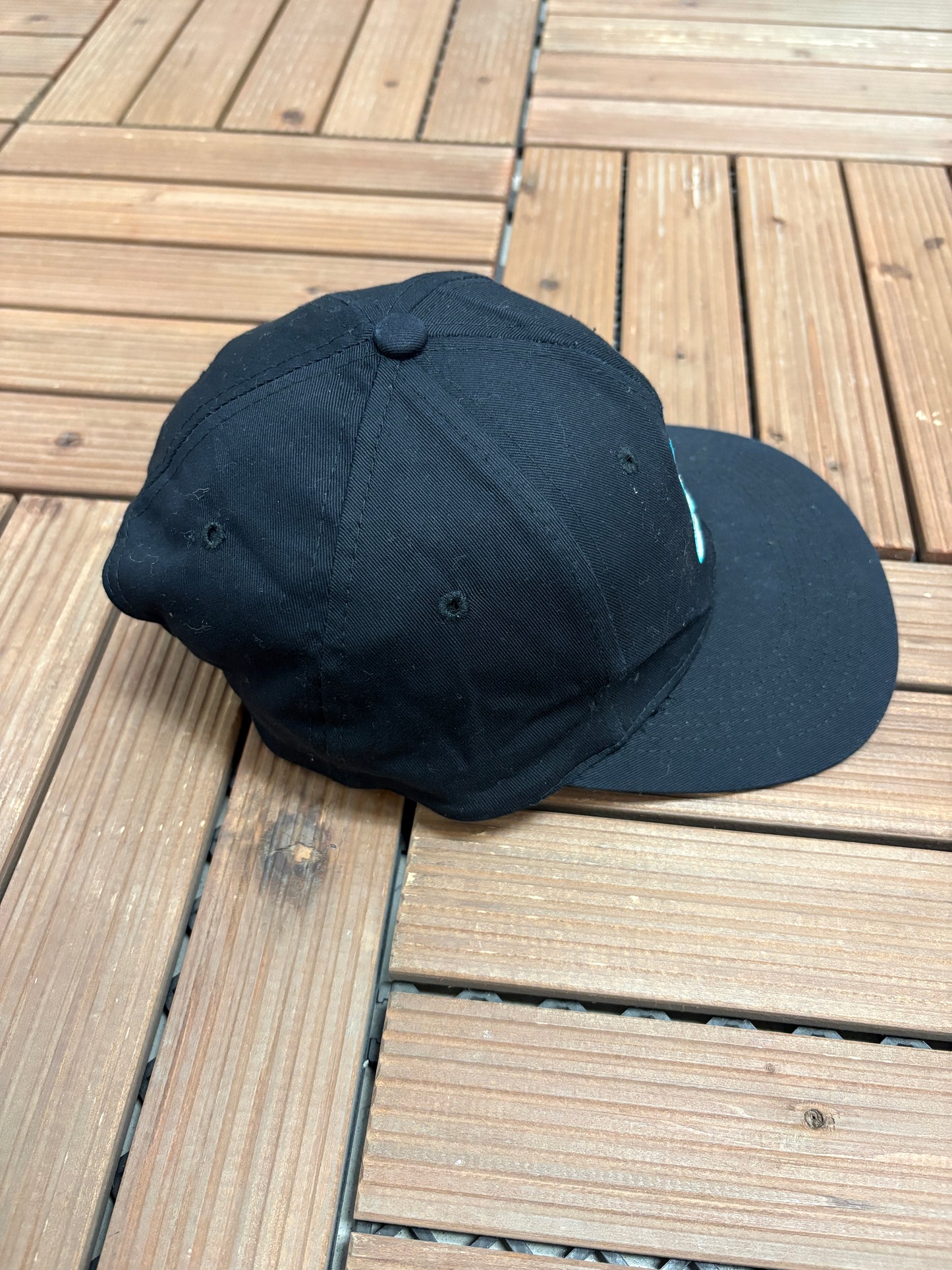 Coca-Cola Polar Bear Embroidered Graphic Hat | Snap Back | Vintage 1990s Promotional Black Cap |