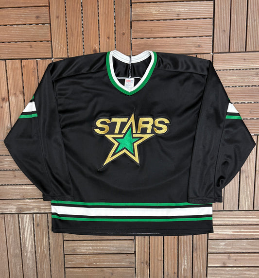 Dallas Stars Stitched Hockey Jersey | Size X-Large | Vintage 1990s NHL Hockey Black Jersey |