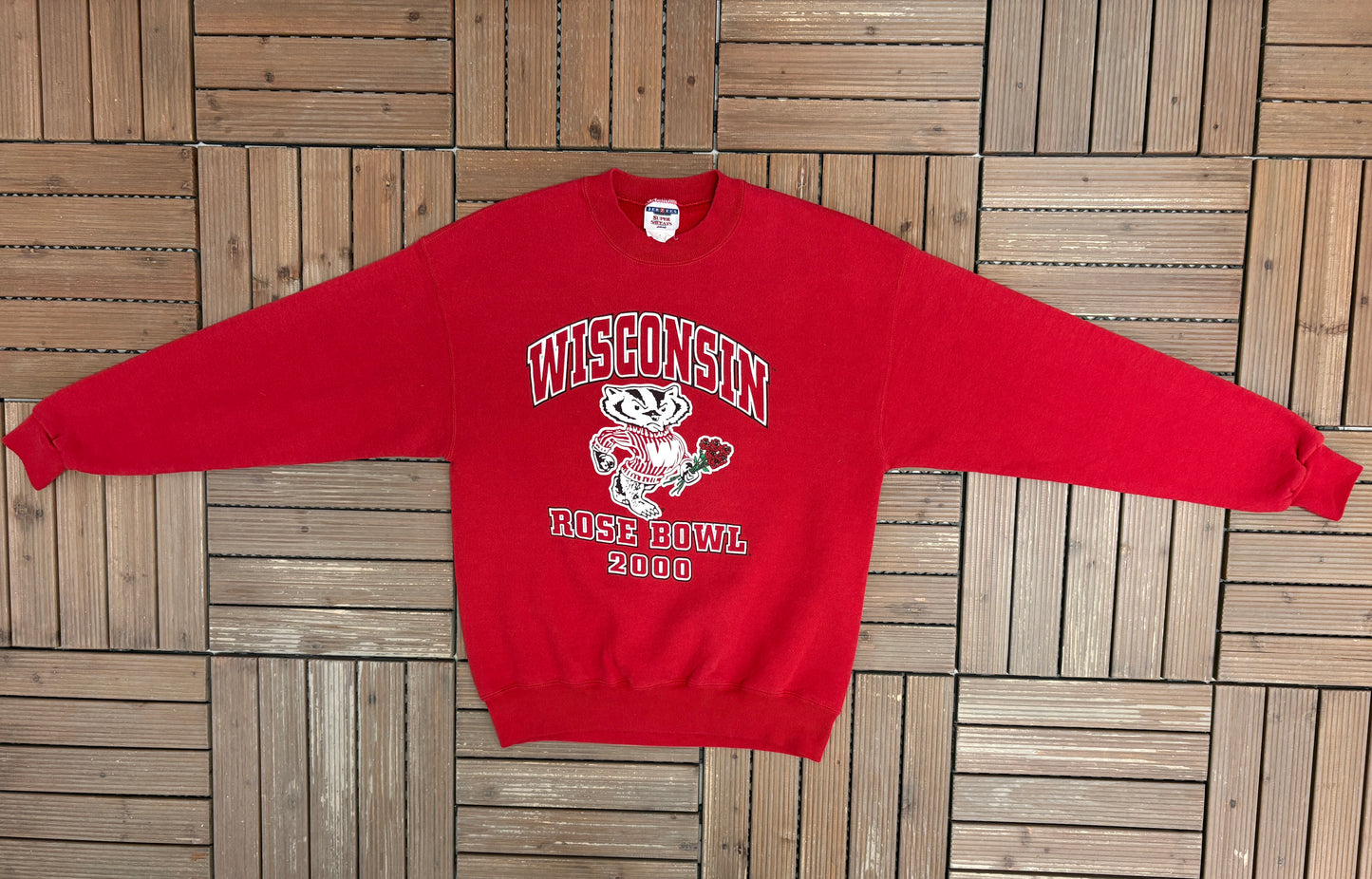 Wisconsin Badgers Rose Bowl 2000 We're Back Graphic Crewneck | Size Medium | Vintage 2000s College Red Sweater |