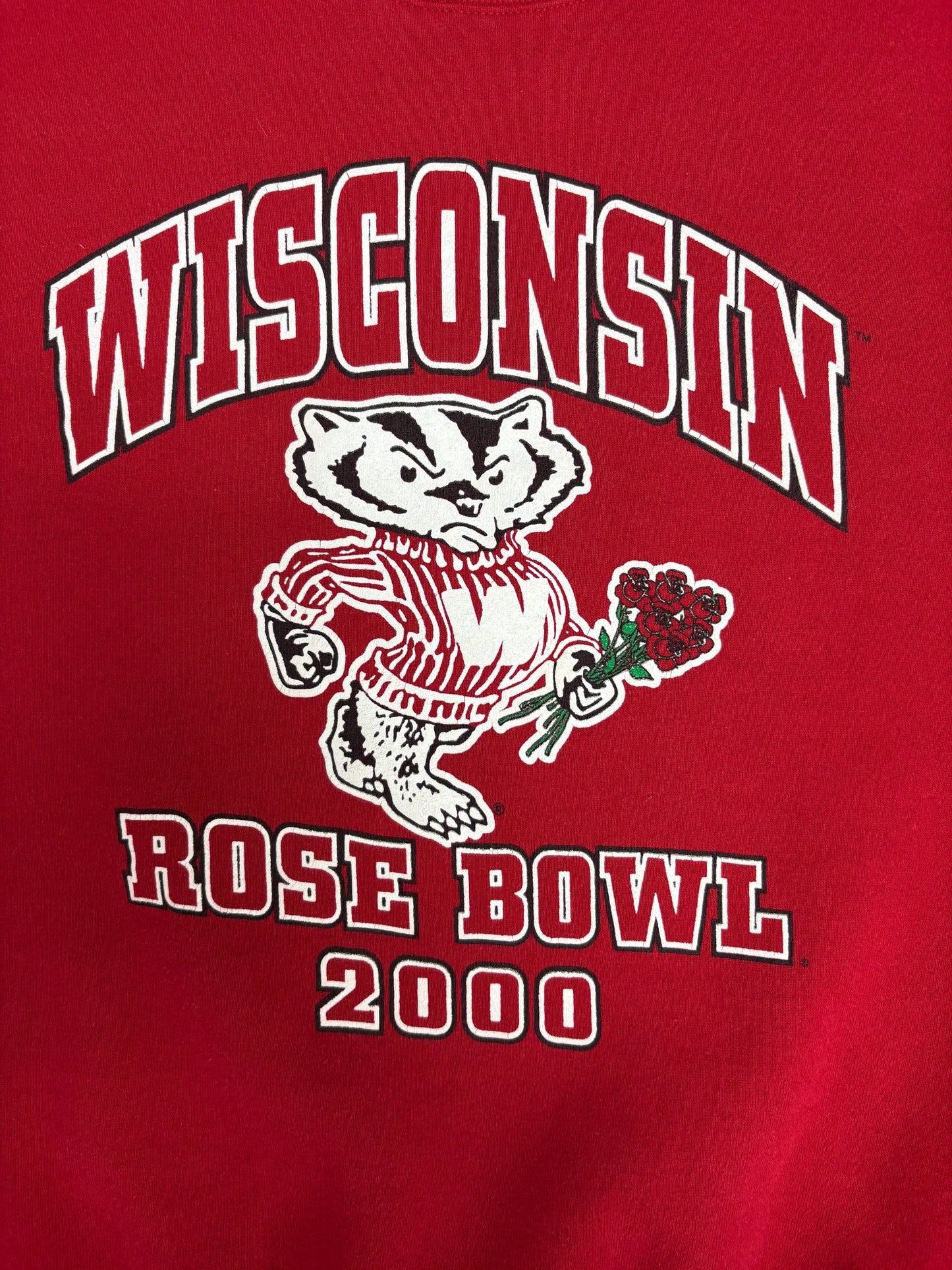 Wisconsin Badgers Rose Bowl 2000 We're Back Graphic Crewneck | Size Medium | Vintage 2000s College Red Sweater |