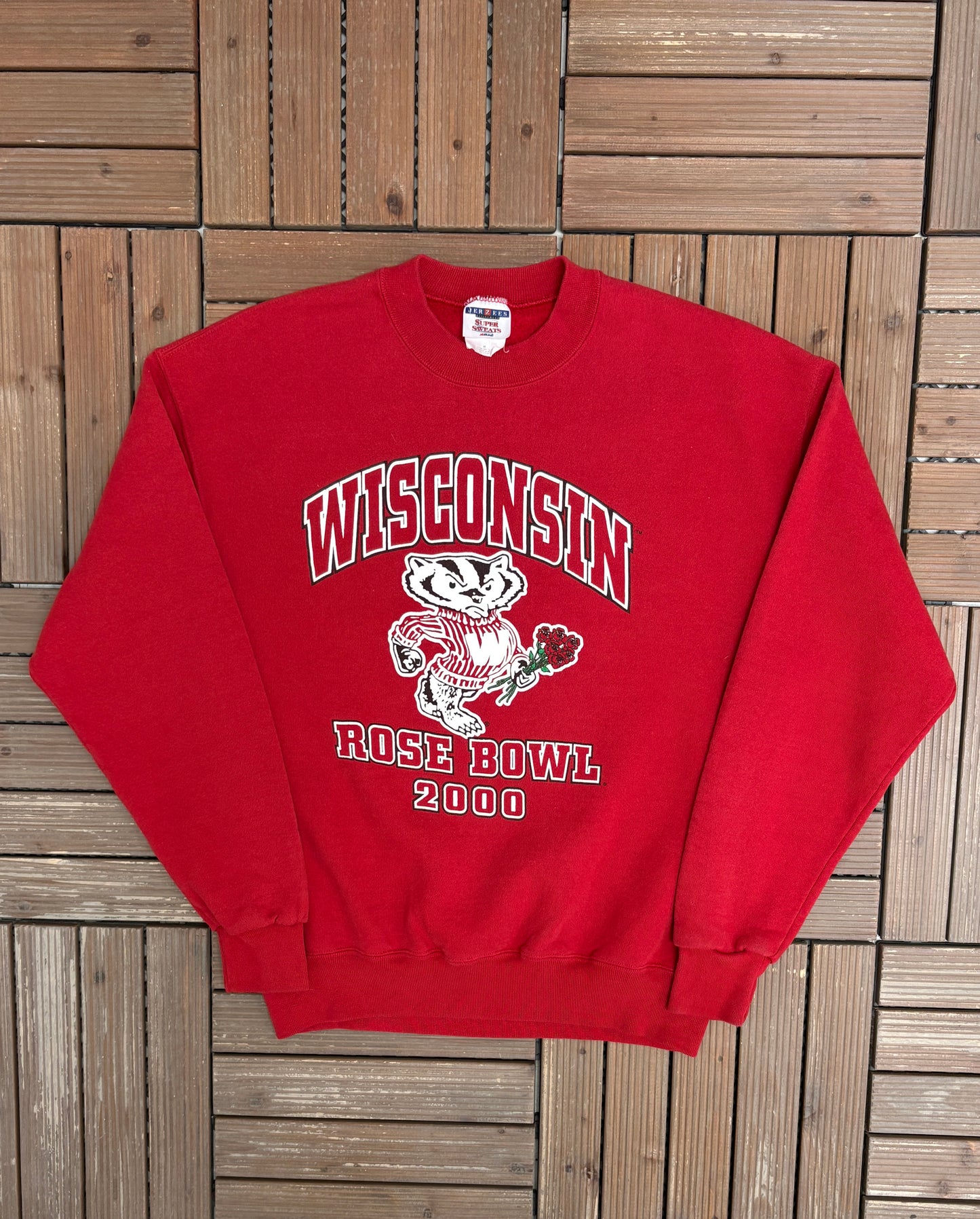 Wisconsin Badgers Rose Bowl 2000 We're Back Graphic Crewneck | Size Medium | Vintage 2000s College Red Sweater |