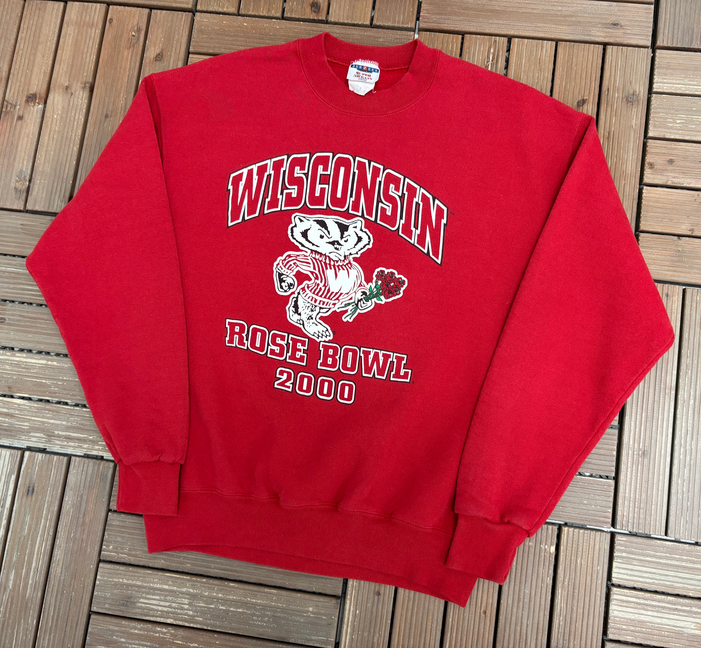 Wisconsin Badgers Rose Bowl 2000 We're Back Graphic Crewneck | Size Medium | Vintage 2000s College Red Sweater |