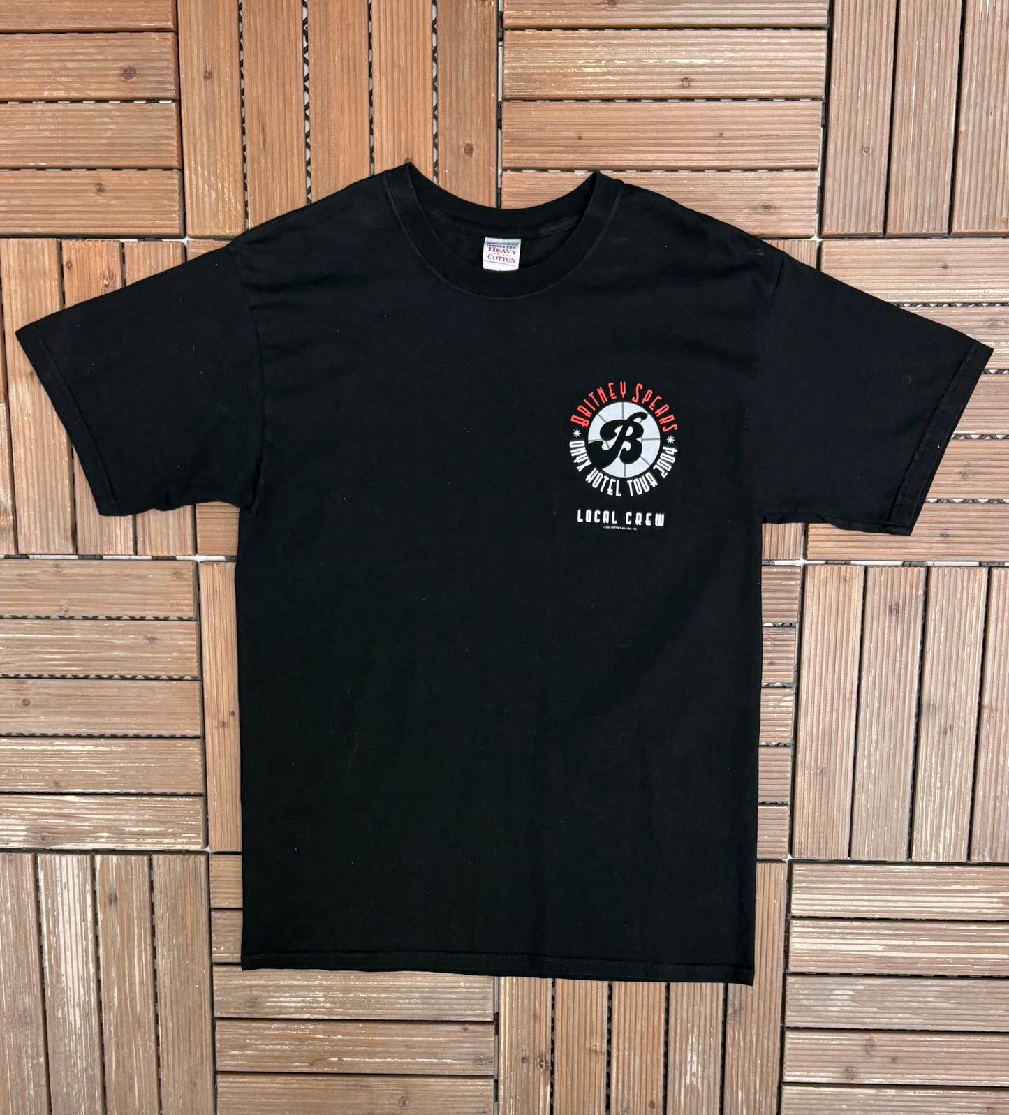 Britney Spears Onyx Hotel Tour 2004 Local Crew Graphic Tee | Size Large | Vintage 2000s Music Black T-Shirt |
