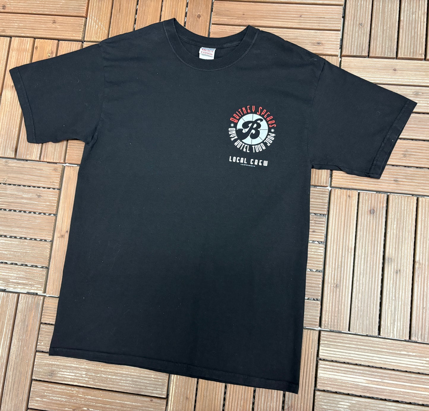 Britney Spears Onyx Hotel Tour 2004 Local Crew Graphic Tee | Size Large | Vintage 2000s Music Black T-Shirt |