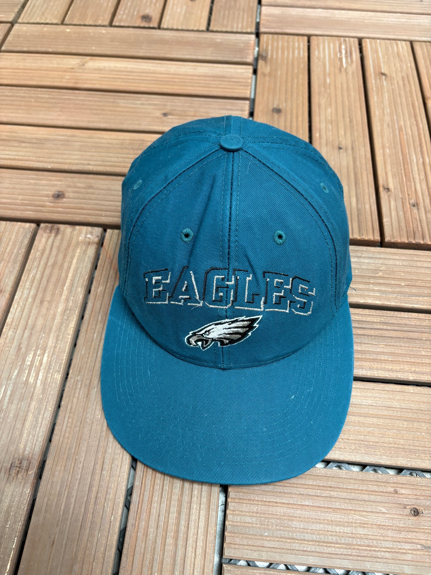 Philadelphia Eagles Stitched Graphic Hat | Snap Back | Vintage 1990s NFL Football Green Cap |