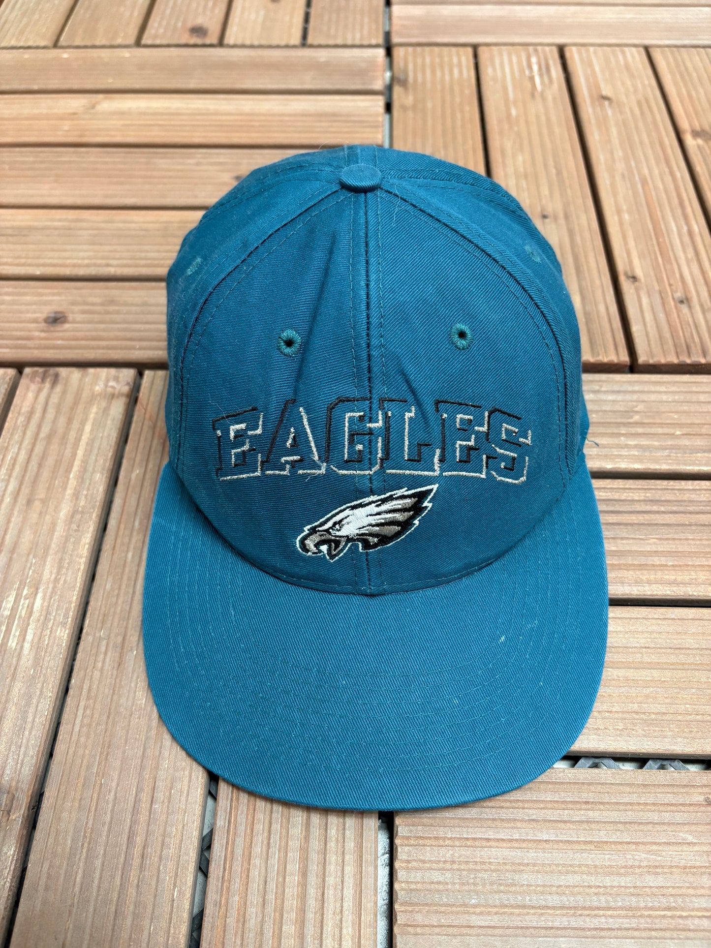 Philadelphia Eagles Stitched Graphic Hat | Snap Back | Vintage 1990s NFL Football Green Cap |