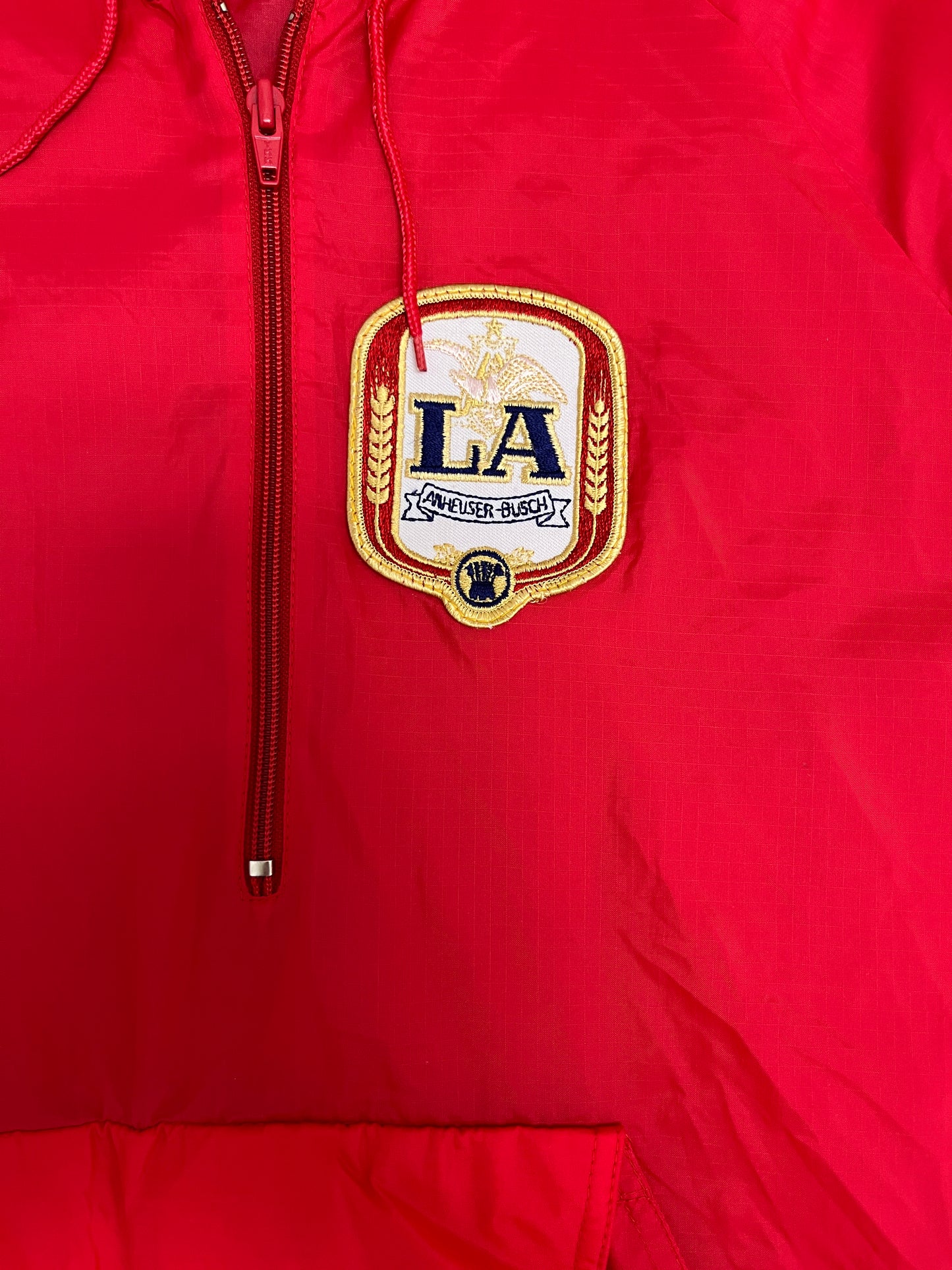 LA Anheuser-Busch Beer Graphic Windbreaker | Size Large | Vintage 1990s Promotional Red Windbreaker |