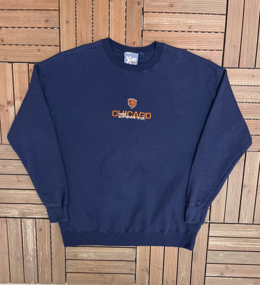 Chicago Bears Embroidered Graphic Crewneck | Size XX-Large | Vintage 1990s NFL Football Blue Sweater |