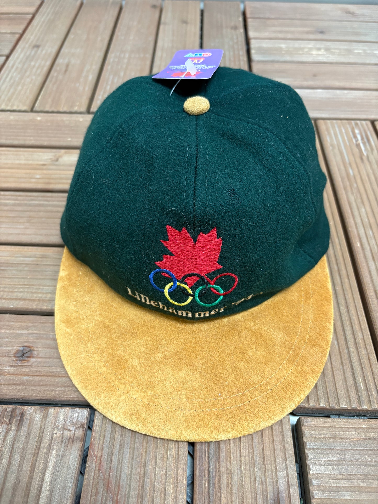 Team Canada Lillehammer '94 Olympics Embroidered Hat | Metal Clasp | Vintage 1990s Green Cap |