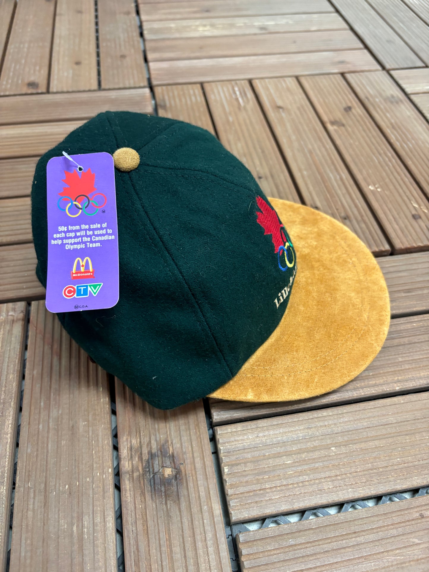 Team Canada Lillehammer '94 Olympics Embroidered Hat | Metal Clasp | Vintage 1990s Green Cap |