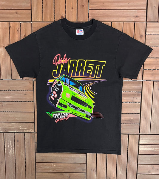 Dale Jarrett Interstate Batteries Graphic Tee | Size Medium | Vintage 1990s NASCAR Racing Black T-Shirt |