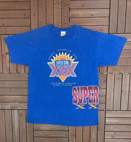 Super Bowl XXIX Graphic Tee | Size X-Large | Vintage 1990s NFL Football Blue T-Shirt |