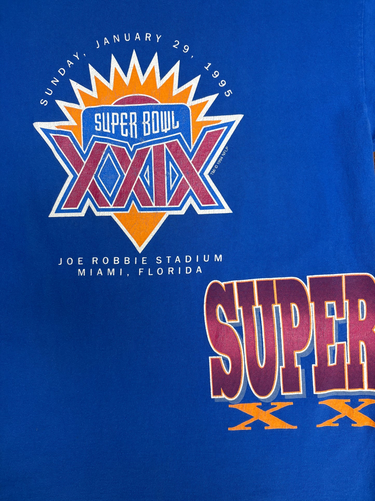 Super Bowl XXIX Graphic Tee | Size X-Large | Vintage 1990s NFL Football Blue T-Shirt |