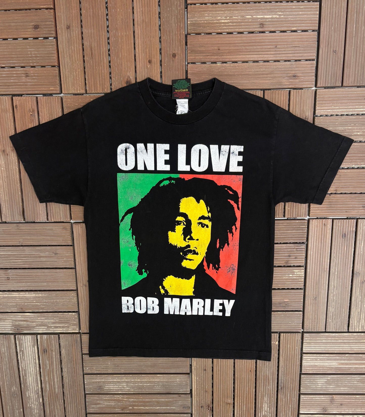 Bob Marley One Love Graphic Tee | Size Medium | Vintage 2000s Reggae Music Black T-Shirt |