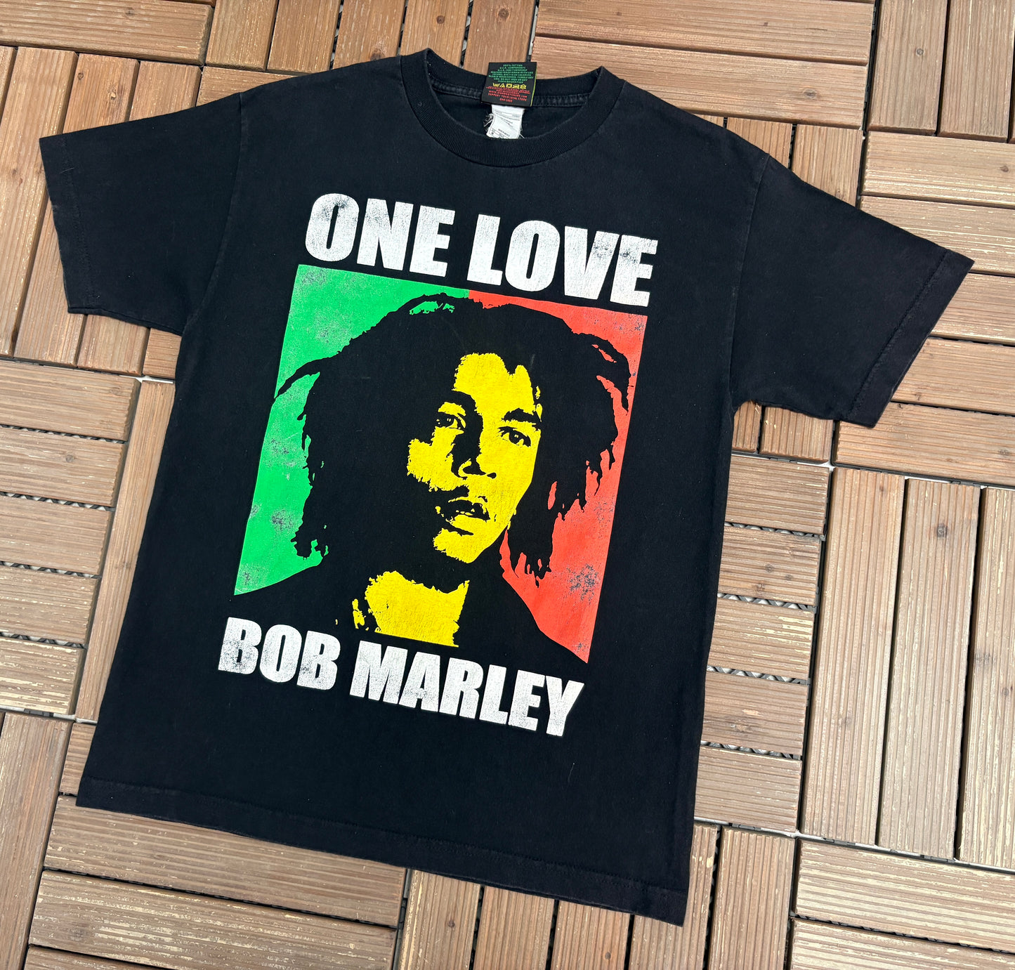 Bob Marley One Love Graphic Tee | Size Medium | Vintage 2000s Reggae Music Black T-Shirt |