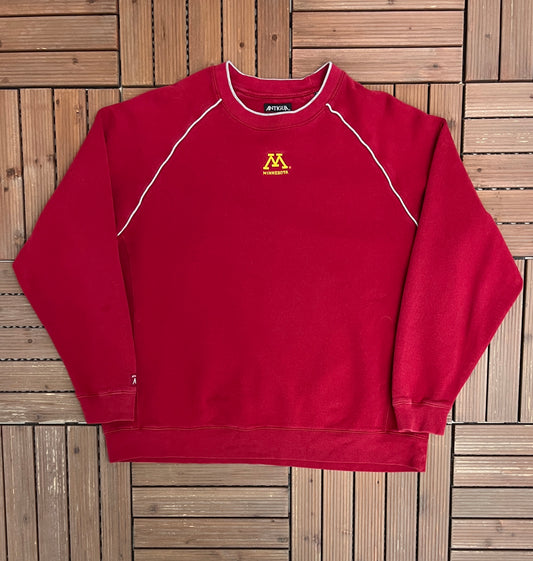 Minnesota Golden Gophers Graphic Crewneck | Size X-Large | Vintage 2000s College Sports Red Sweater |