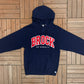 Brock University Embroidered Graphic Hoodie | Size Small | Vintage 2000s Russell College Blue Sweatshirt |