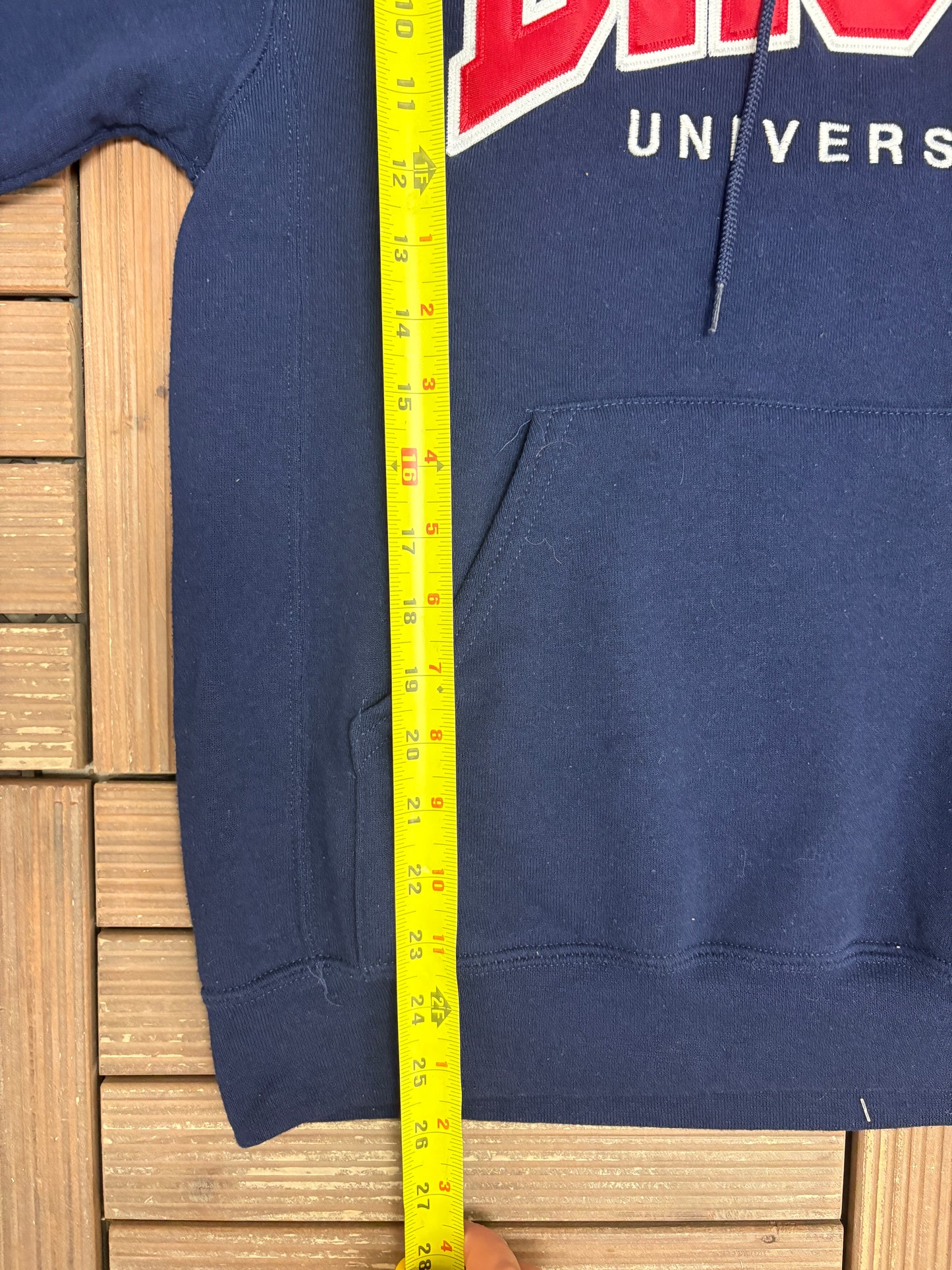 Brock University Embroidered Graphic Hoodie | Size Small | Vintage 2000s Russell College Blue Sweatshirt |