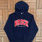 Brock University Embroidered Graphic Hoodie | Size Small | Vintage 2000s Russell College Blue Sweatshirt |